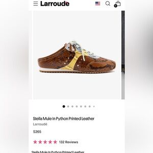 Larroude Brown and Yellow Python Printed Mules